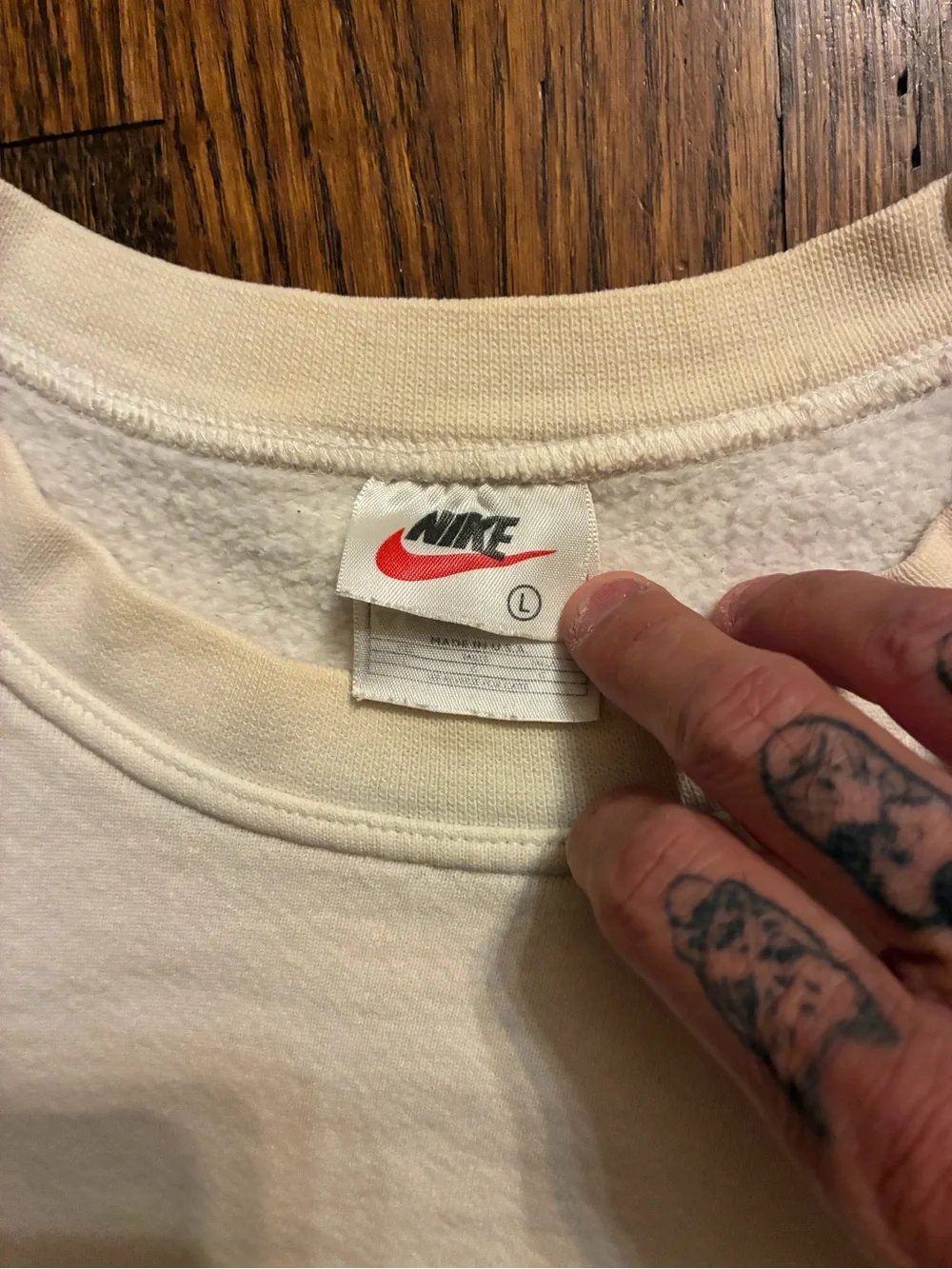 Nike Cream Crewneck Sweatshirt with Black Swoosh